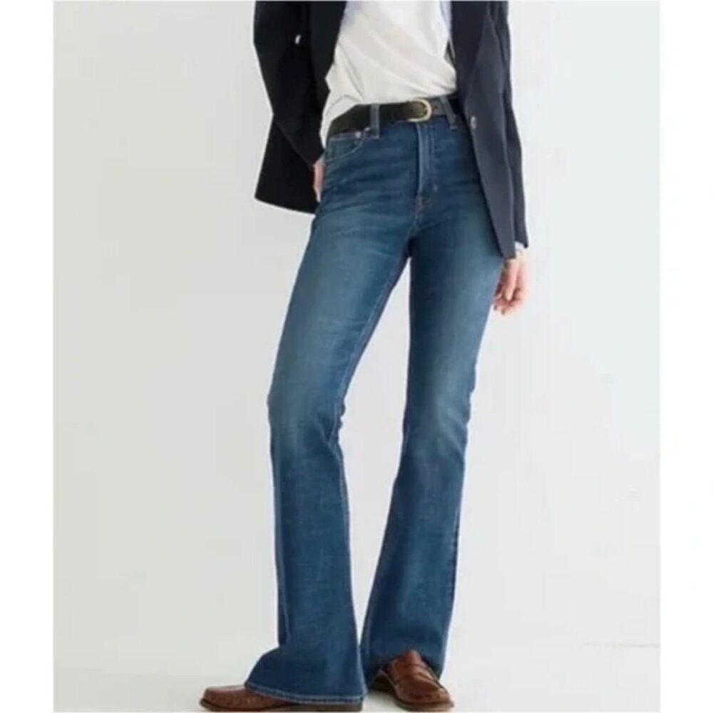 J.Crew Skinny Flare Jeans Womens Size 32 High Rise Blue Denim Norgate Wash